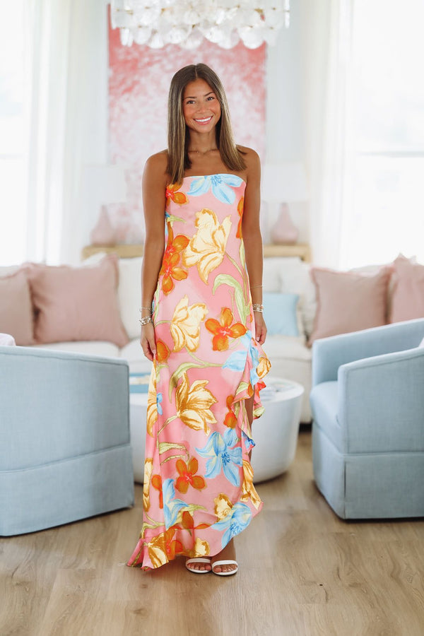 Summer on the Sound Maxi Dress - Pink and Yellow-Hazel & Olive FD12726/P2097-Small-