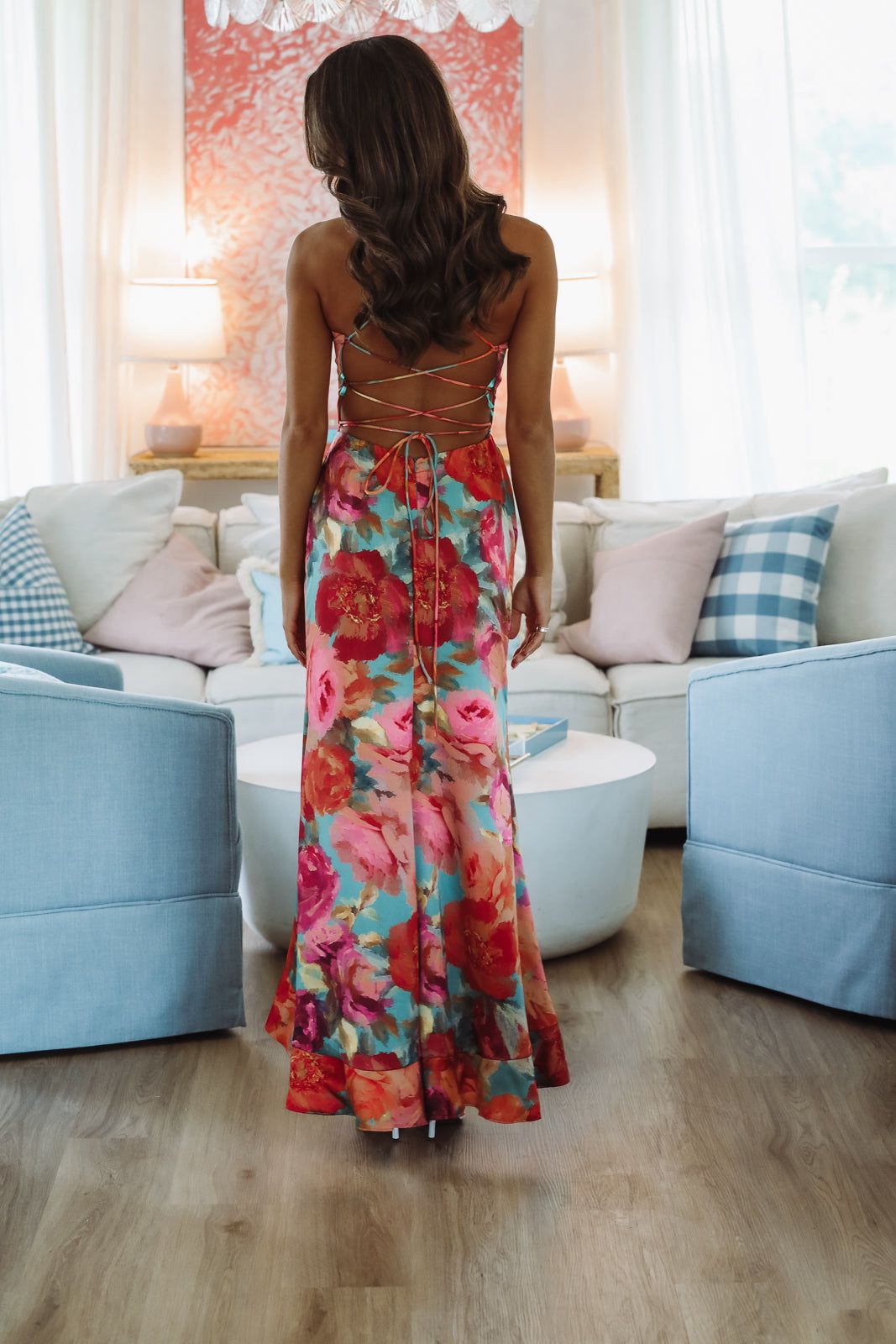 Hazel & Olive FD9733/P2240 Moonlit Garden Maxi Dress - Orange, Red and Green