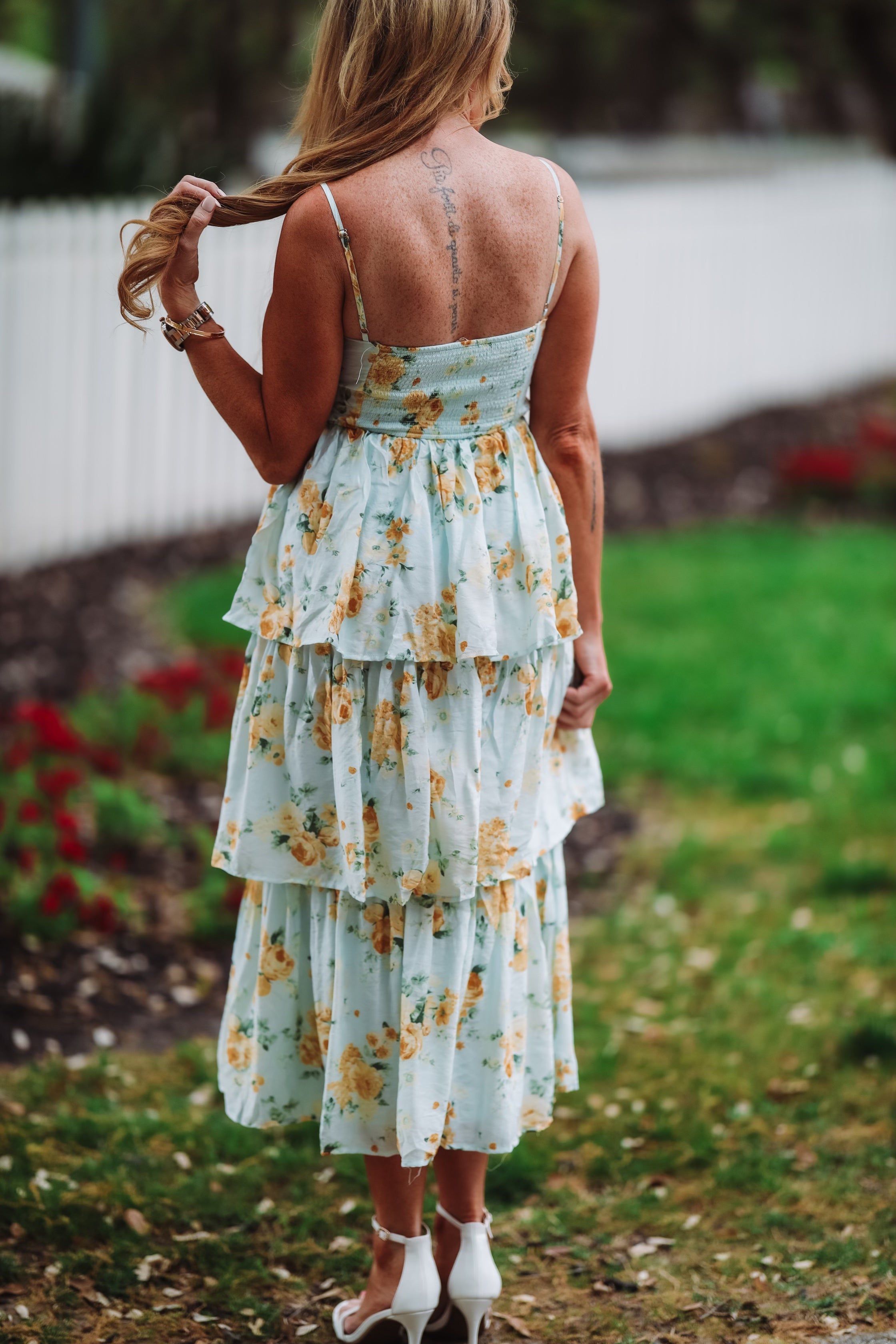 Feelings For You Midi Dress - Blue and Yellow - Small Feelings For You Midi Dress - Blue and Yellow - Small