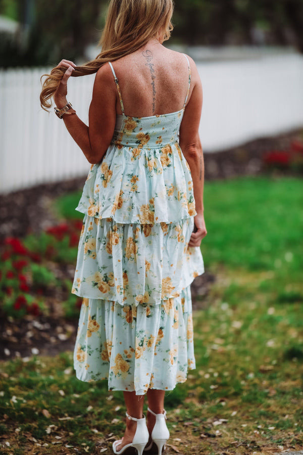 Feelings For You Midi Dress - Blue and Yellow-HAZEL & OLIVE-Small-