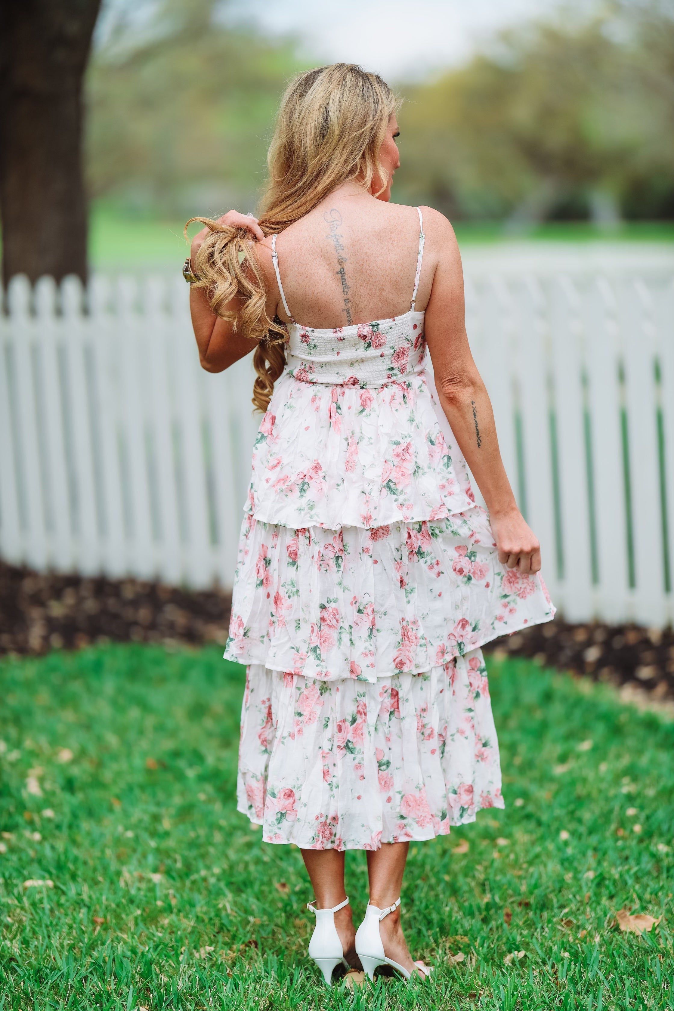 Feelings For You Midi Dress - Ivory and Pink-HAZEL & OLIVE-Small-