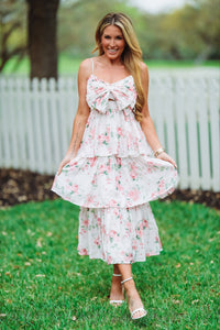 Feelings For You Midi Dress - Ivory and Pink-HAZEL & OLIVE-Small-