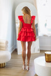HAZEL & OLIVE Finding Beauty Ruffle Romper Dress - Red