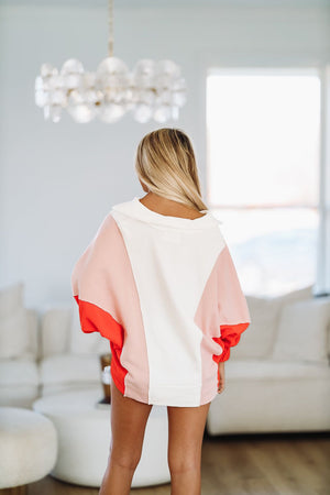 HAZEL & OLIVE Fireside Cuddles Pullover - White, Pink and Red
