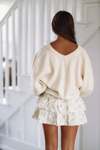 Fireside Snuggles Crop Cardigan - Cream and Pink-HAZEL & OLIVE-Small-