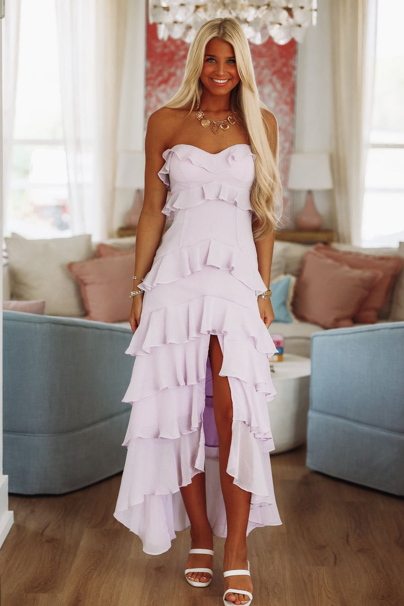 lilac maxi dress First Class This lilac mesh maxi LightPurple Tulle Off Shoulder 081225 color:black/ivory