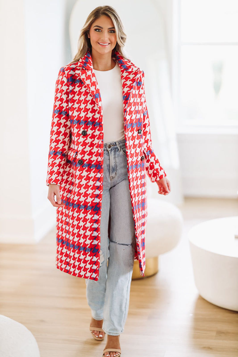 HAZEL & OLIVE First Lady Vibes Wool Coat - Red, White and Blue