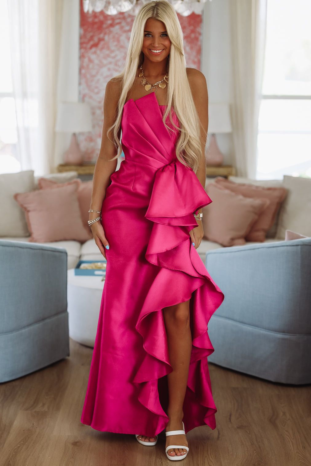 Fit for a Queen Maxi Dress - Magenta-HAZEL & OLIVE MF22533-Small-