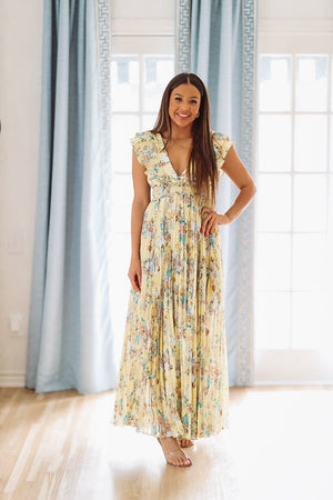 HAZEL & OLIVE Floral For Keeps Maxi Gown - Yellow
