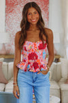 Floral Ideas Corset Top - Pink, Red and Blue-HAZEL & OLIVE 2500/419LTA-Small-