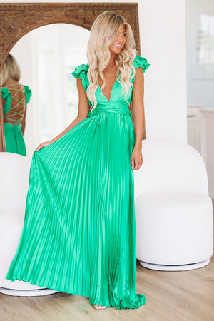 HAZEL & OLIVE For Keeps Maxi Gown - Green