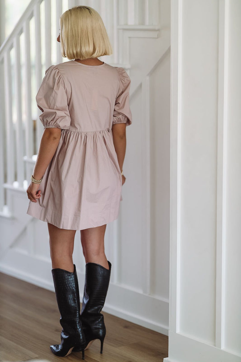 French Lessons Mini Dress - Mauve-HAZEL & OLIVE-Small-