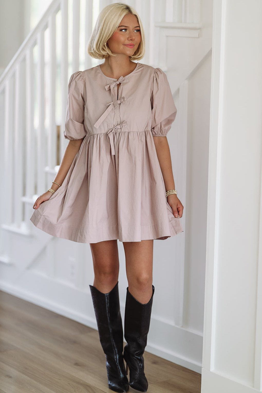 French Lessons Mini Dress - Mauve-HAZEL & OLIVE-Small-