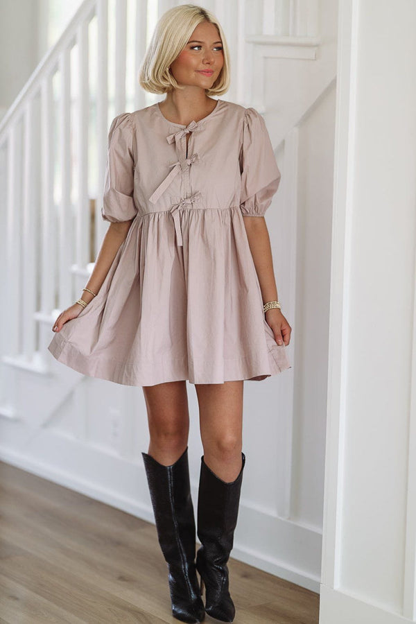 French Lessons Mini Dress - Mauve-HAZEL & OLIVE-Small-