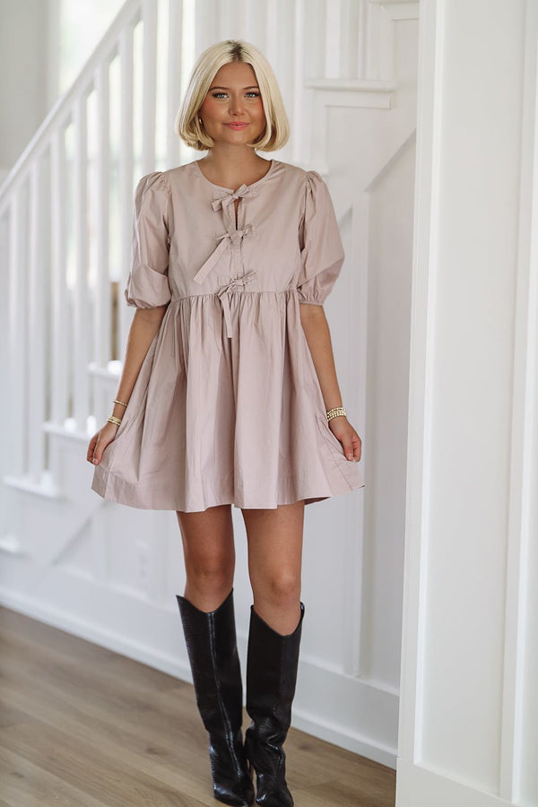 French Lessons Mini Dress - Mauve-HAZEL & OLIVE-Small-