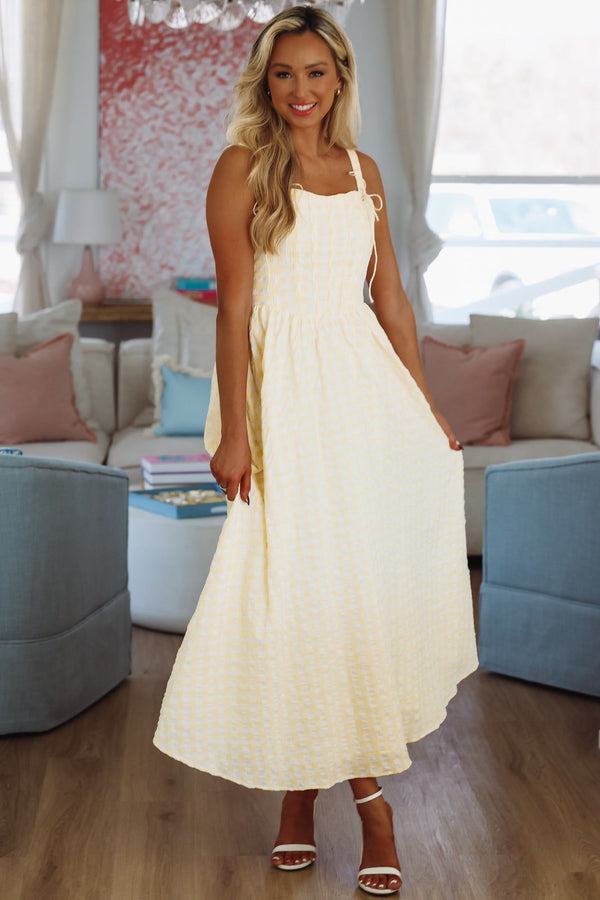 Fresh Lemonade Maxi Dress By Line and Dot - White and Yellow-HAZEL & OLIVE LD5808Y-XSmall-