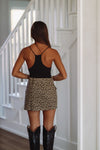 Front Pocket Leopard Denim Mini Skirt - Black and Brown-HAZEL & OLIVE-Small-