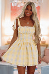 Off To Charleston Mini Dress - Yellow and White-HAZEL & OLIVE G6612-Small-