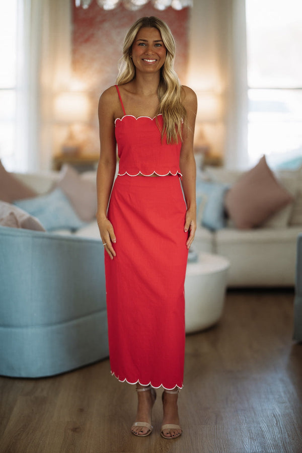 Hazel & Olive G6989 Scarlet Scallop Skirt - Red