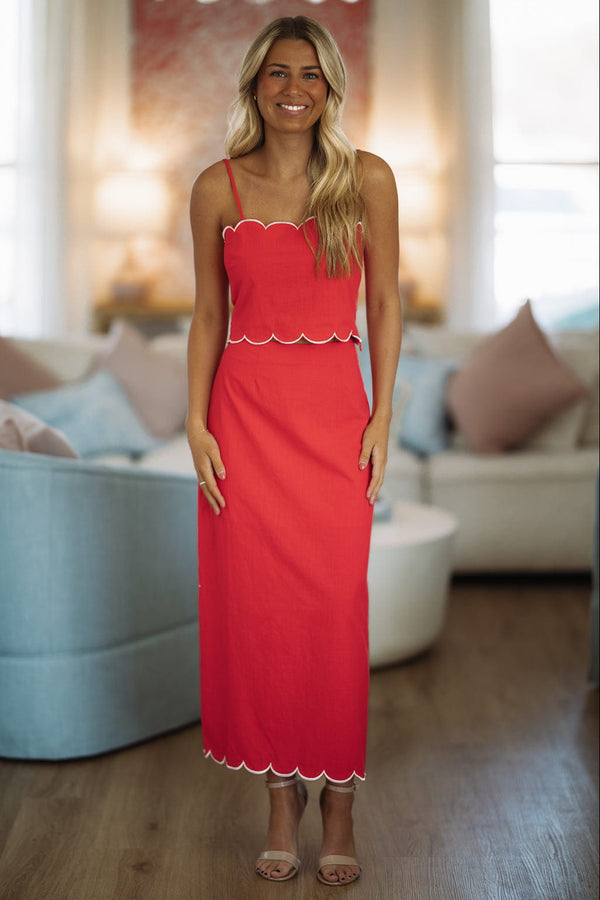 Hazel & Olive G6989 Scarlet Scallop Skirt - Red