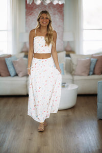 Hazel & Olive G7267UBO Nalu Dreams Maxi Skirt - Off White, Blue, Red and Yellow