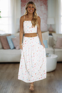 Hazel & Olive G7267UBO Nalu Dreams Maxi Skirt - Off White, Blue, Red and Yellow