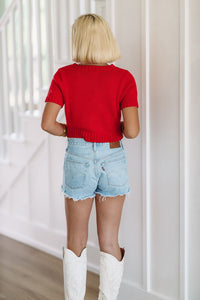 Game Day Crop Sweater Top - Red and Black-HAZEL & OLIVE-Small-