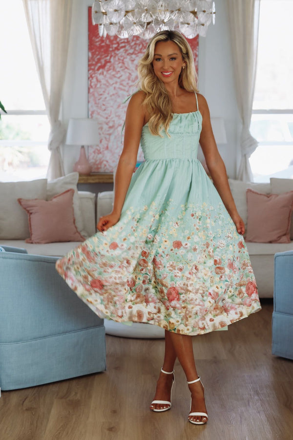 Garden Essence Midi Dress - Sage-HAZEL & OLIVE LD1765-Small-