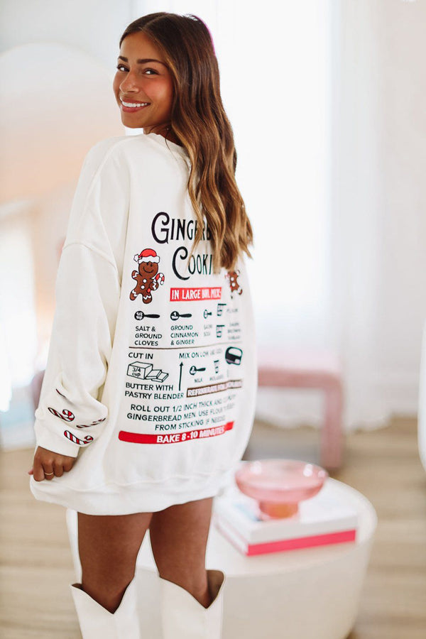 Gingerbread Recipe Christmas Sweatshirt - Ivory-HAZEL & OLIVE-One size-