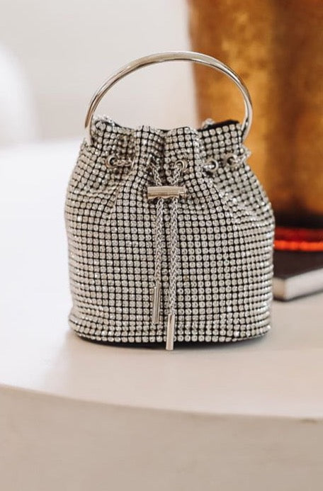 Girl with the Rhinestone Bucket Bag - Silver-HAZEL & OLIVE-