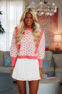 Give Me All the Hearts Knit Sweater - Pink-HAZEL & OLIVE-XSmall-