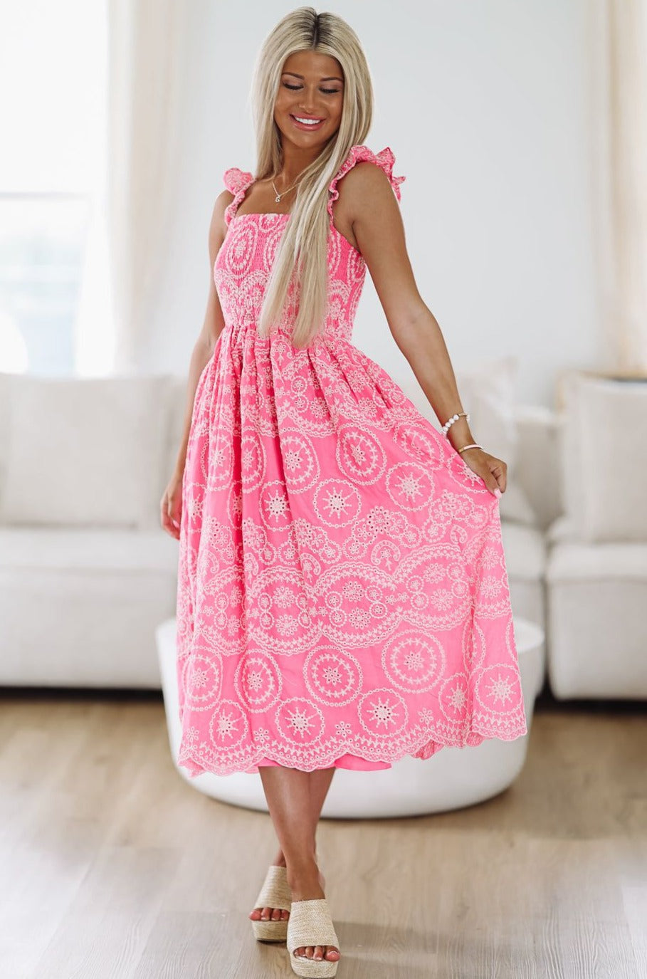 HAZEL & OLIVE Giving Pink Perfection Midi Dress - Pink