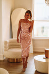 HAZEL & OLIVE Glamour Queen Sequin Midi Dress - Light Pink