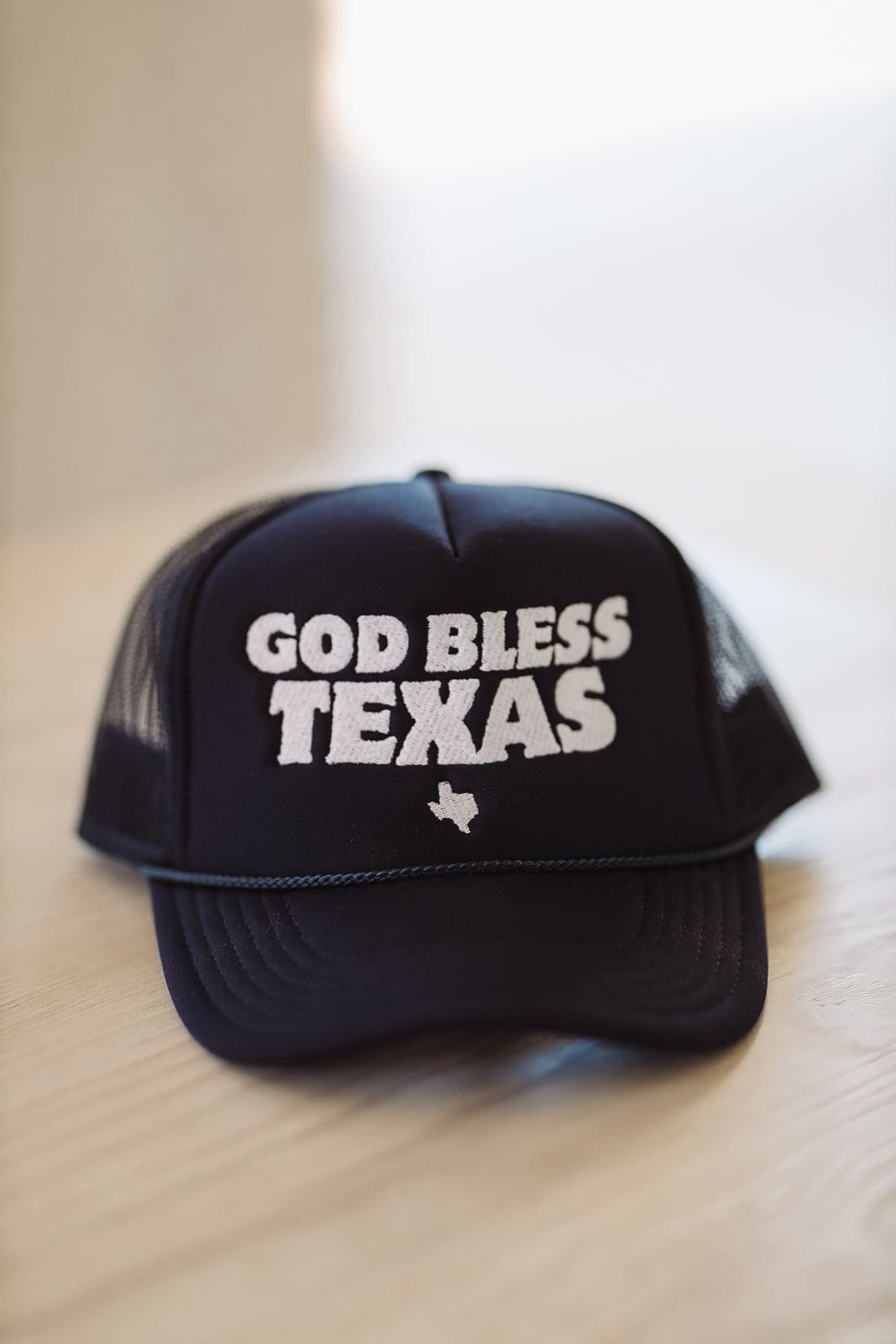 God Bless Texas Trucker Hat - Navy-HAZEL & OLIVE-