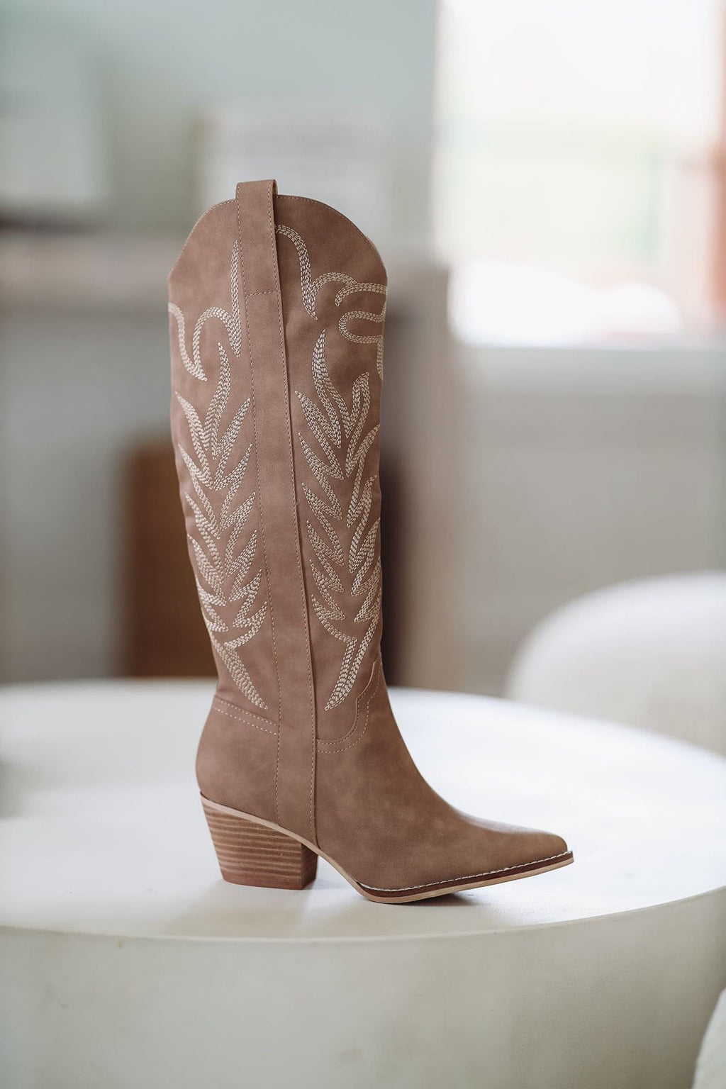 HAZEL & OLIVE Going Country Western Cowboy Boots -Cedarwood Tan