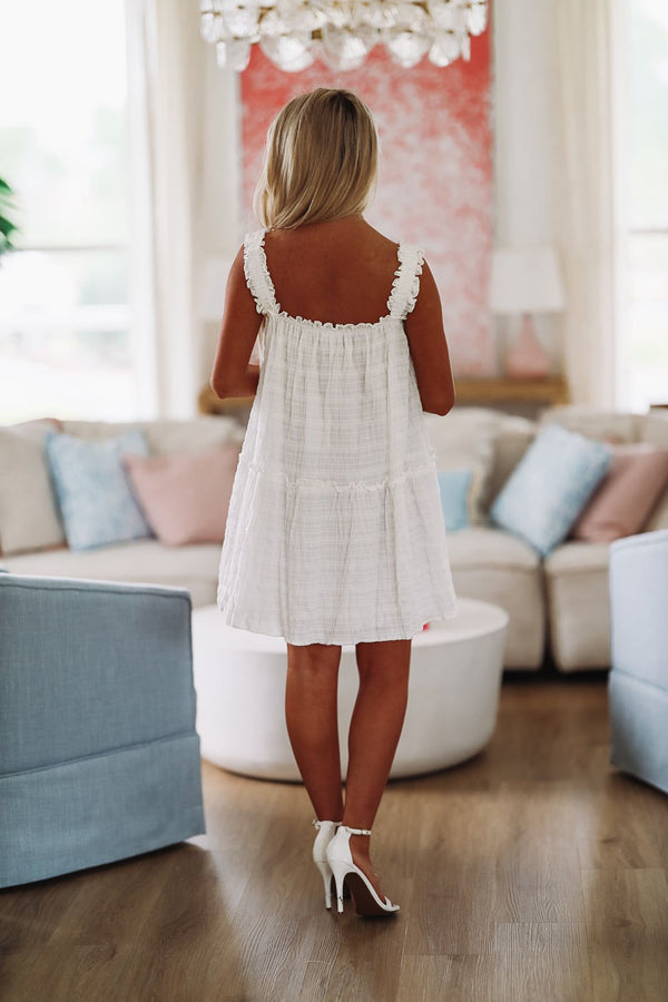 Going on the Move Mini Dress - White-HAZEL & OLIVE-Small-