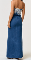 Gone Country Lace Denim Maxi Dress - Dark Wash-HAZEL & OLIVE-Small-
