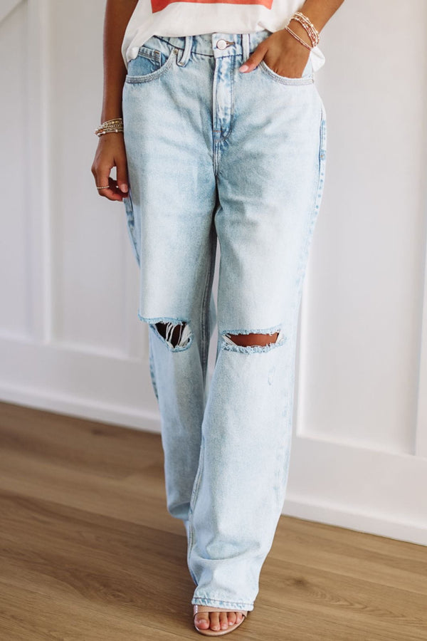 Good American Good 90's Relaxed Jeans - Light Wash-HAZEL & OLIVE-0-