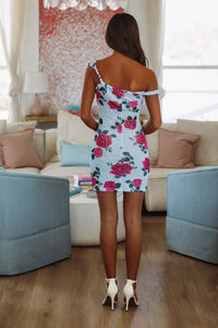 Good American Mesh Twist Mini Dress - Blue-HAZEL & OLIVE-Small-