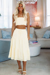 Good Morning Sunshine Crop Top and Midi Skirt Set - Yellow and White-HAZEL & OLIVE-Small-