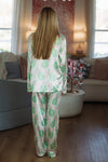 Hazel & Olive Grand Slam Slumber Pant and Top Pajama Set - White, Green and Pink