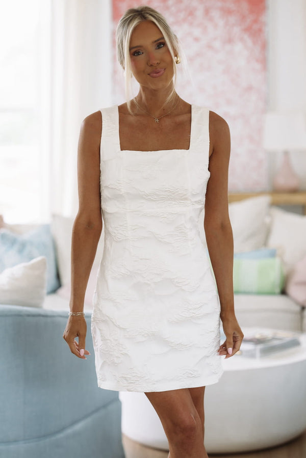 Hazel & Olive GSD408077 Champagne Promises Mini Dress - White