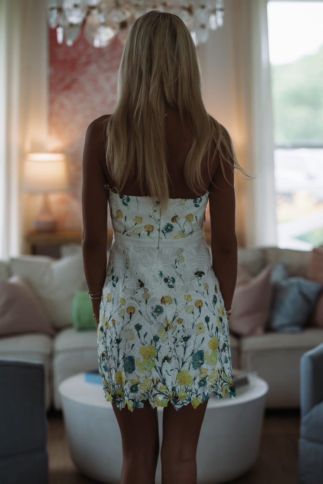Daisy Glow Mini Dress - Off White, Yellow and Green