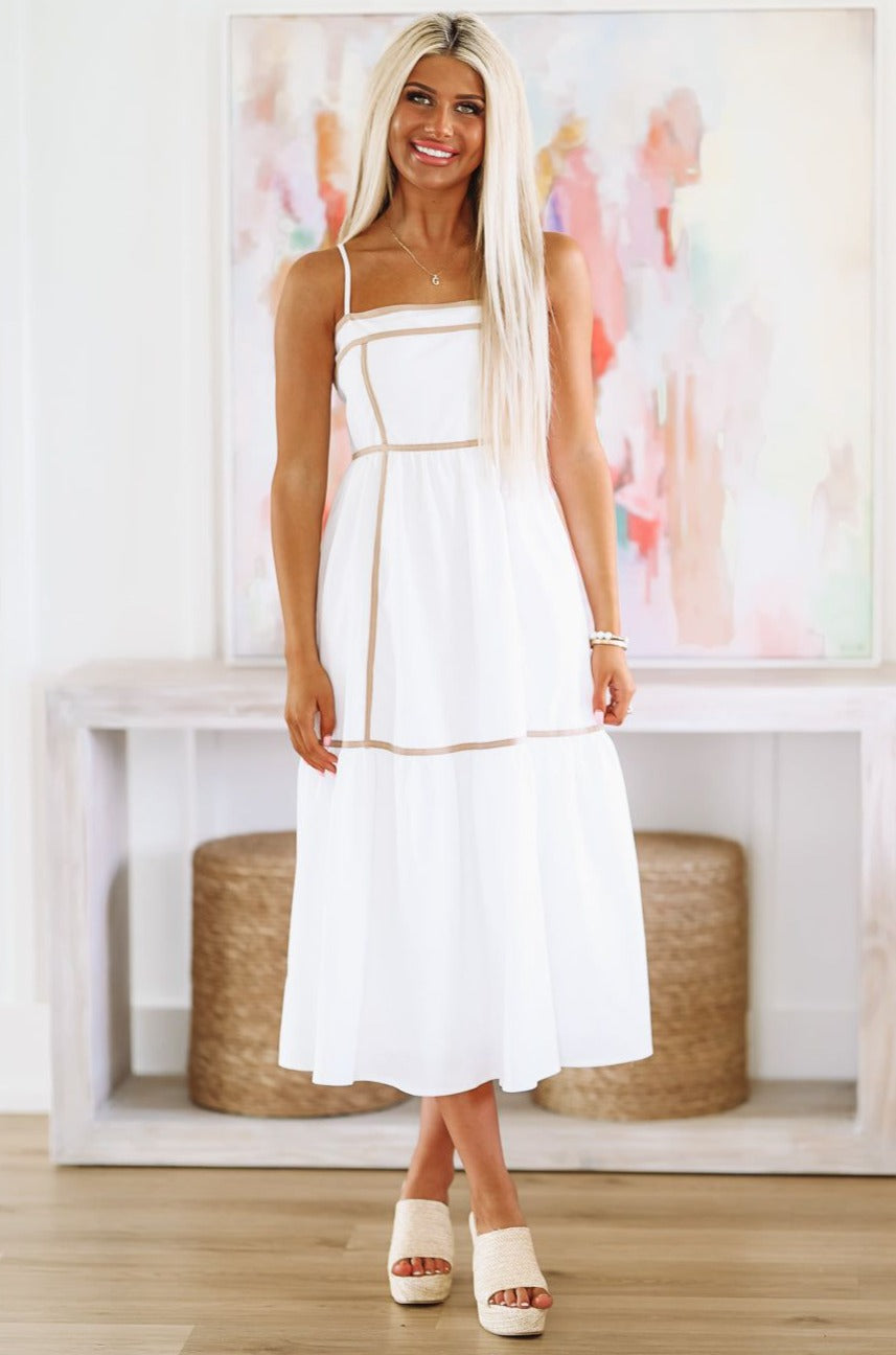 HAZEL & OLIVE Happiest in the Hamptons Midi Dress - White