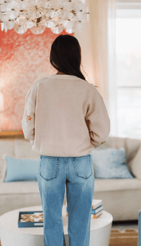 Happy You're Here Bow Sweater - Pink-HAZEL & OLIVE-Small-