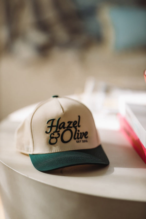 Hazel & Olive Two Toned Snapback Hat - Beige and Green-HAZEL & OLIVE-