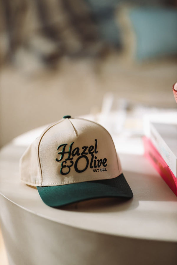 Hazel & Olive Two Toned Snapback Hat - Beige and Green-HAZEL & OLIVE-