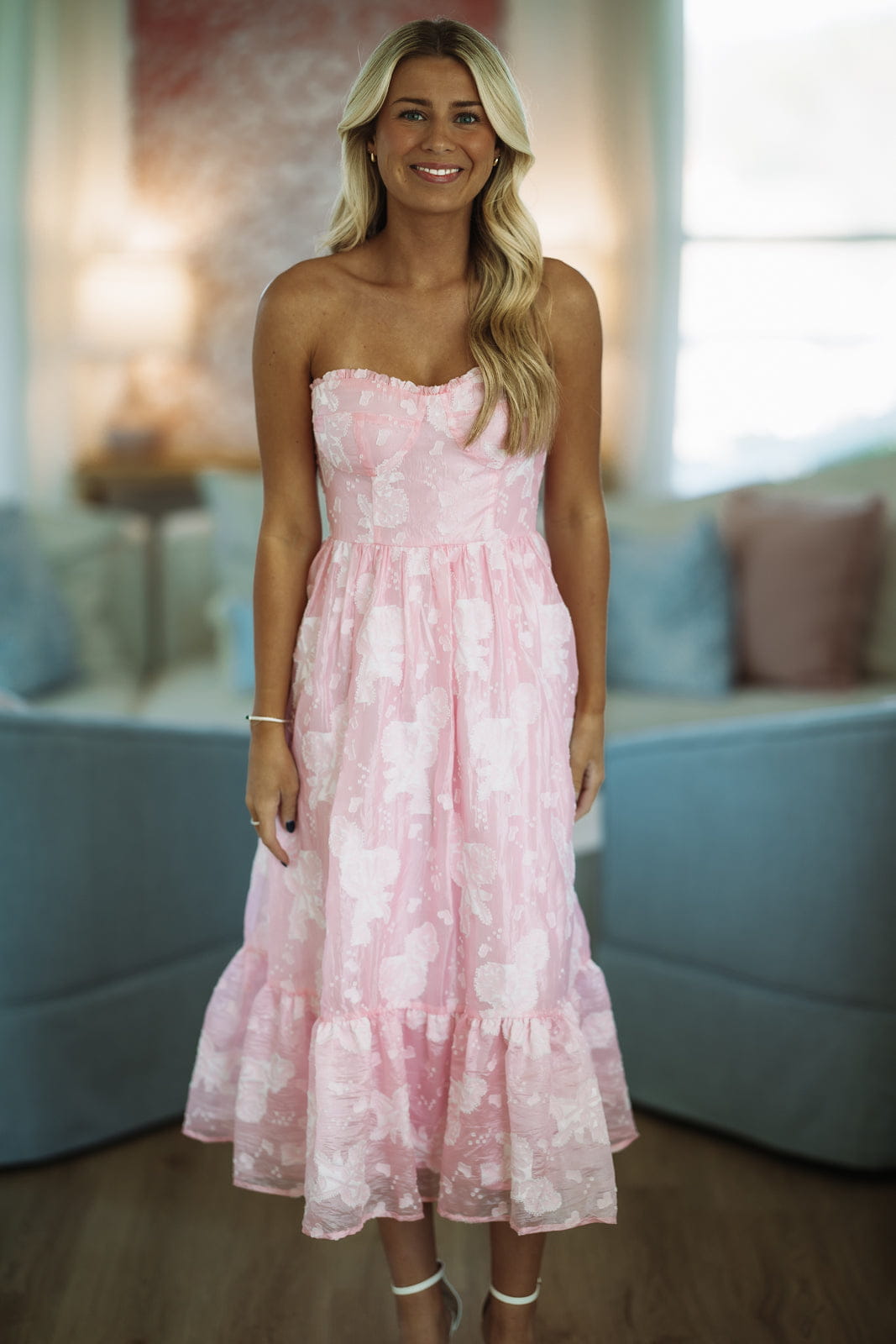 Dreamer Girl Midi Dress - Pink, Small | Hazel and Olive
