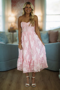 Hazel & Olive HD1724/6 Dreamer Girl Midi Dress - Pink