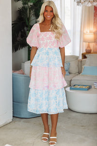 Headed to Charleston Midi Dress - Pink and Blue-HAZEL & OLIVE ID39295/03-Small-